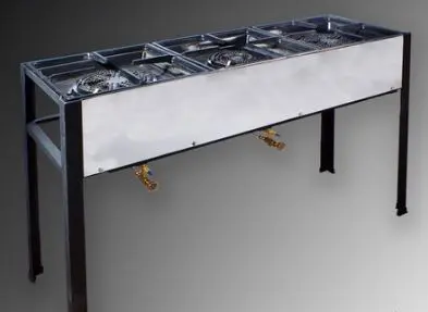 כיריים גז שלושה ראשים 120X40 גובה 75 כולל אישור מכון התקנים. ראשים 108+106+108