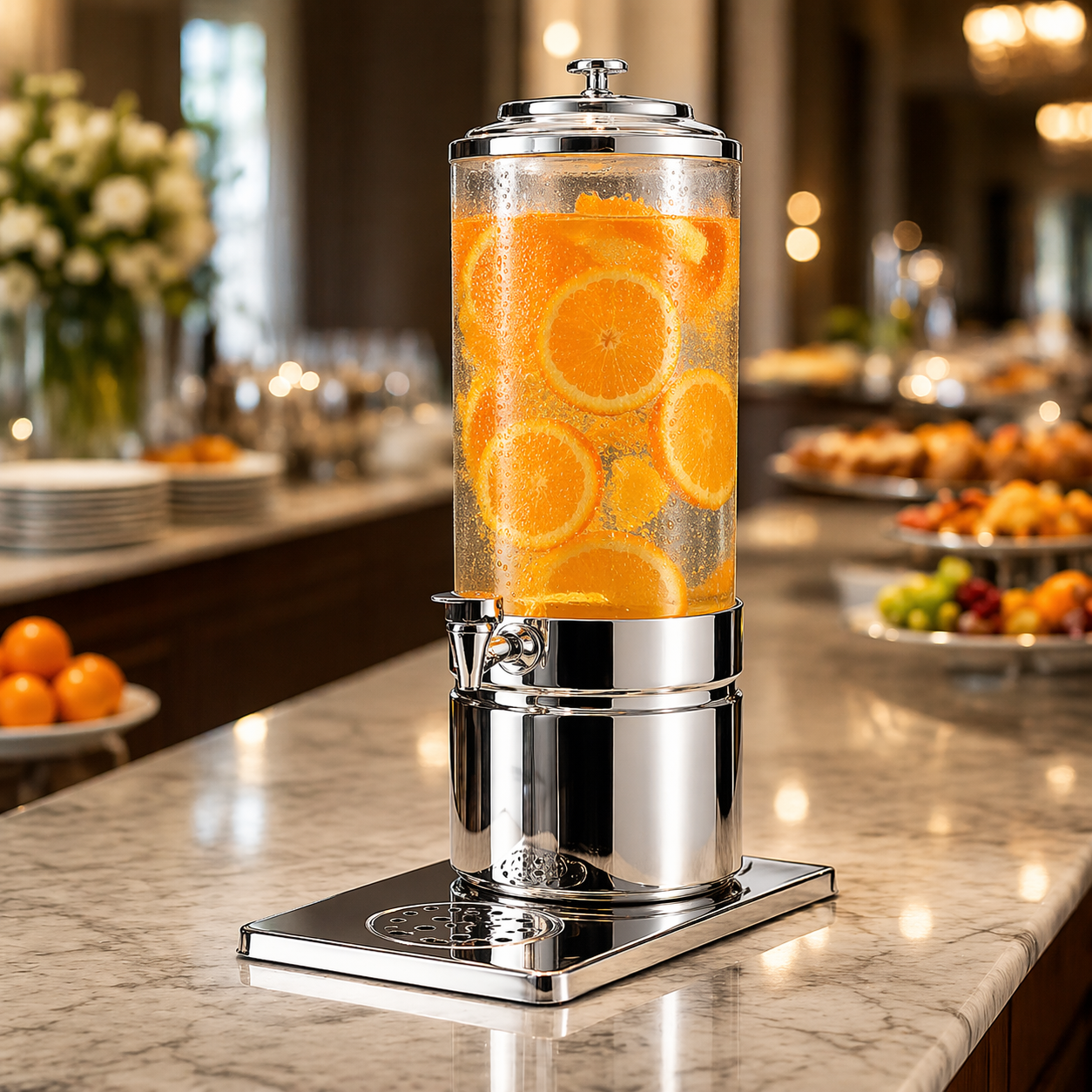 דיספנסר שקוף 7 ליטר איכותי נירוסטה צורת גליל