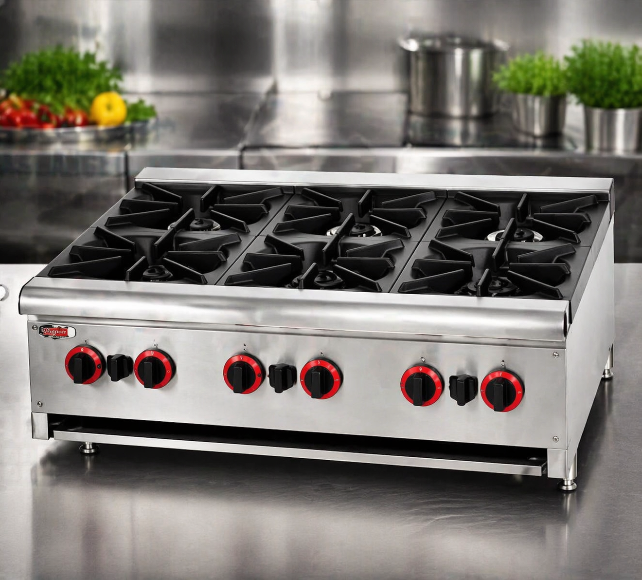 כיריים גז מסחריות 6 מבערים Buffalo Grill | עוצמה מקצועית למטבח תעשייתי