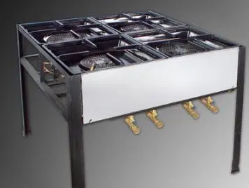 כיריים גז ארבעה ראשים 100X100 גובה 75 כולל אישור מכון התקנים. ראשים 106+108